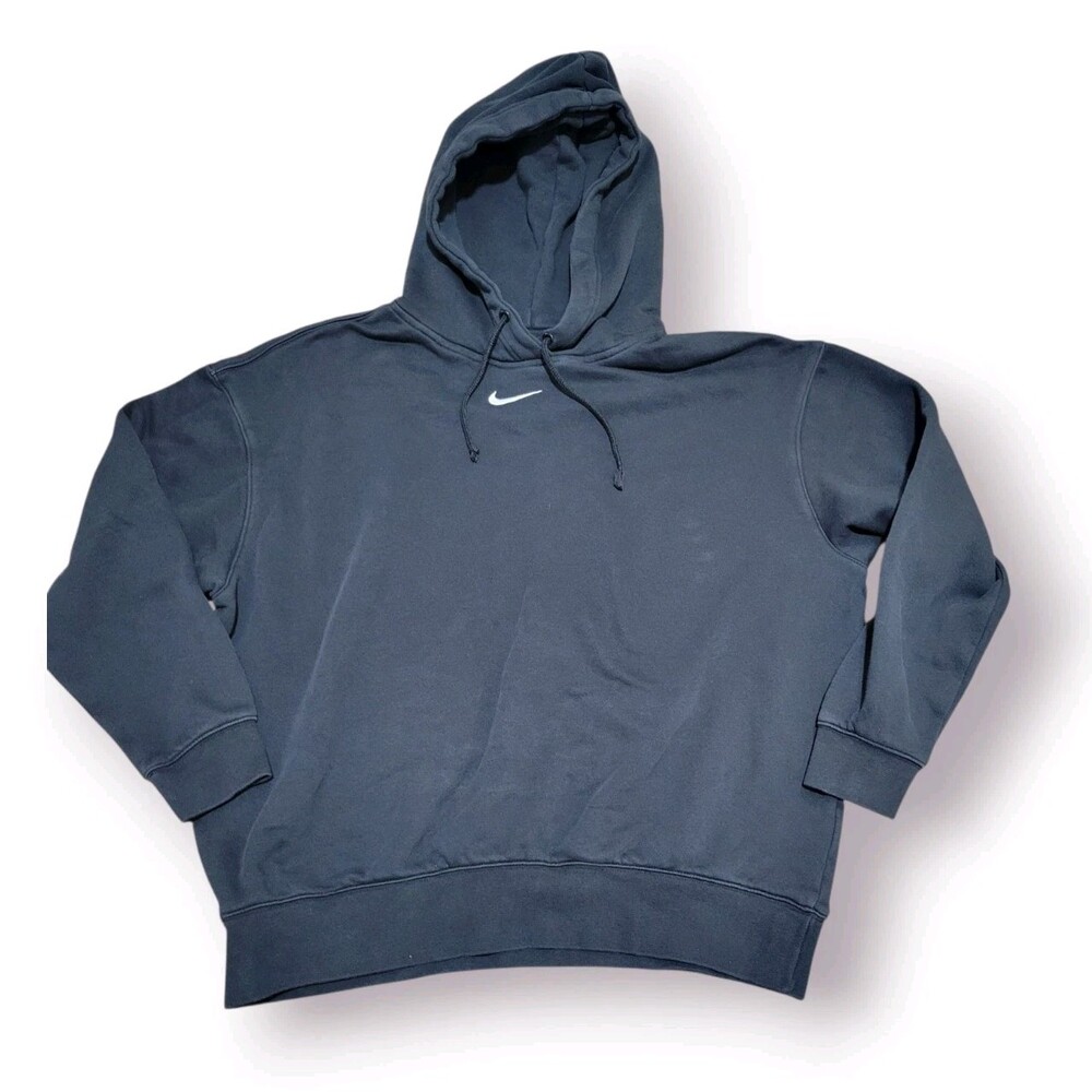 Nike Men's Black center check Pullover Hoodie Med Regular Hooded Pockets Logo - Picture 12 of 12